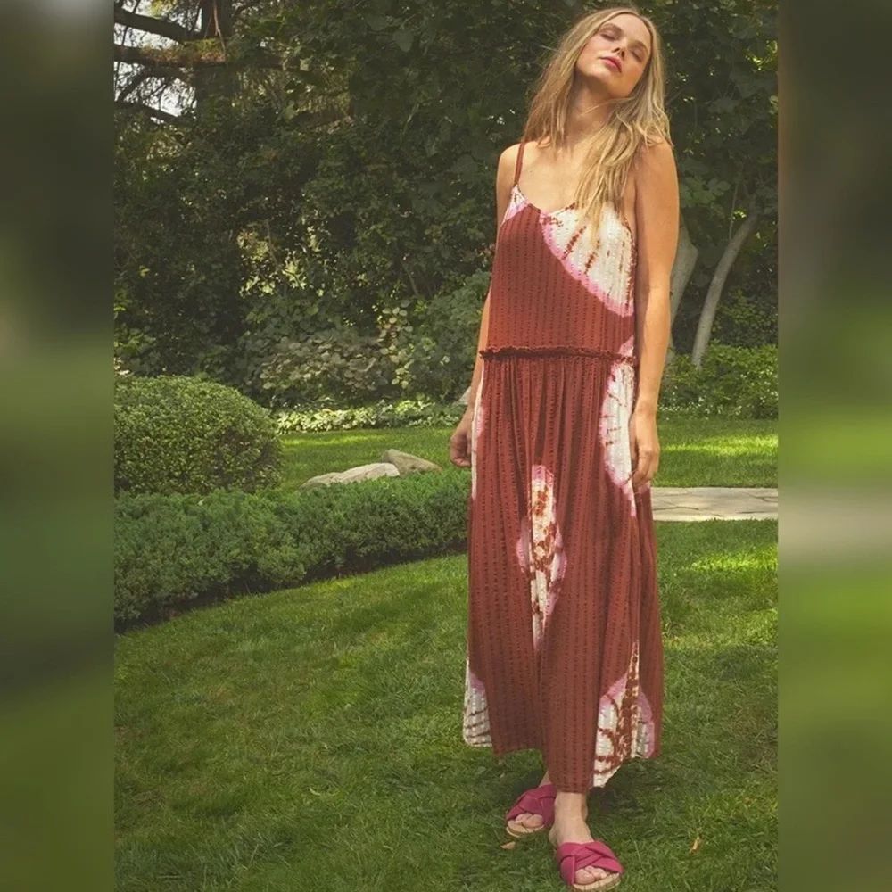 Anthropologie The Odells  Textiured Tie-Dye Maxi Dress Size M